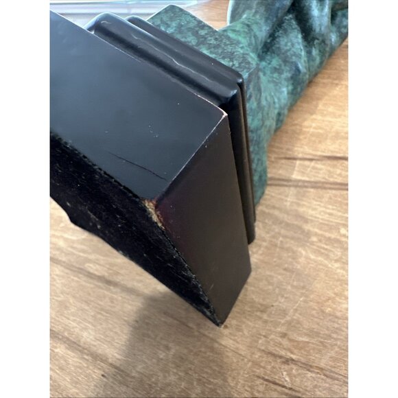 Rodin The Thinker Cast Metal Bookends Green Faux Verdigris Finish Vintage - Picture 10 of 12